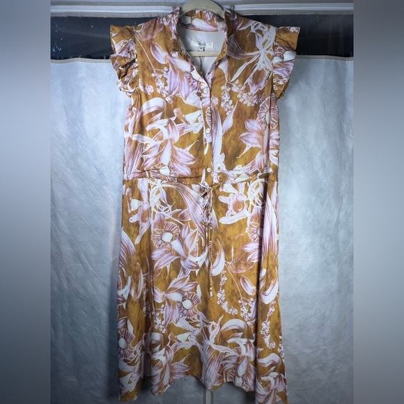 NWT Atelier New York Floral Print Midi Dress in Copper & Pink size 6 - Picture 7 of 13